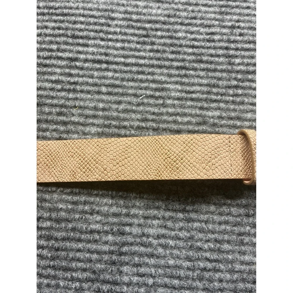 Lascana Womens Tan Snakeskin Embossed Faux Leather Belt Gold Buckle SZ M 37.5 In